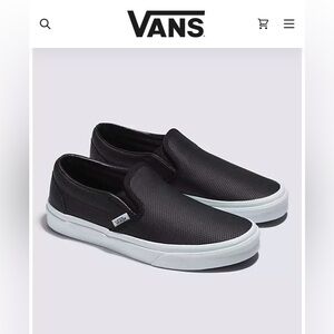 Vans Perforated Black Leather Slip Ons